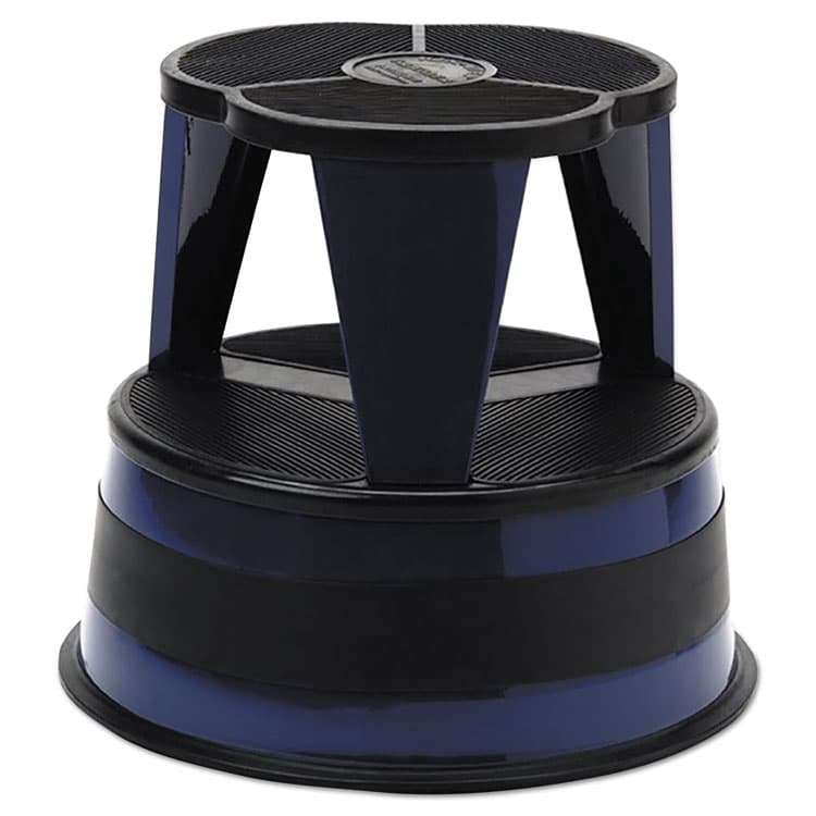 CRAMER Kik-Step Steel Step Stool, 2-Step, 350 lb Capacity, 16" Diameter x 14.25"h, Navy (CRA100163)