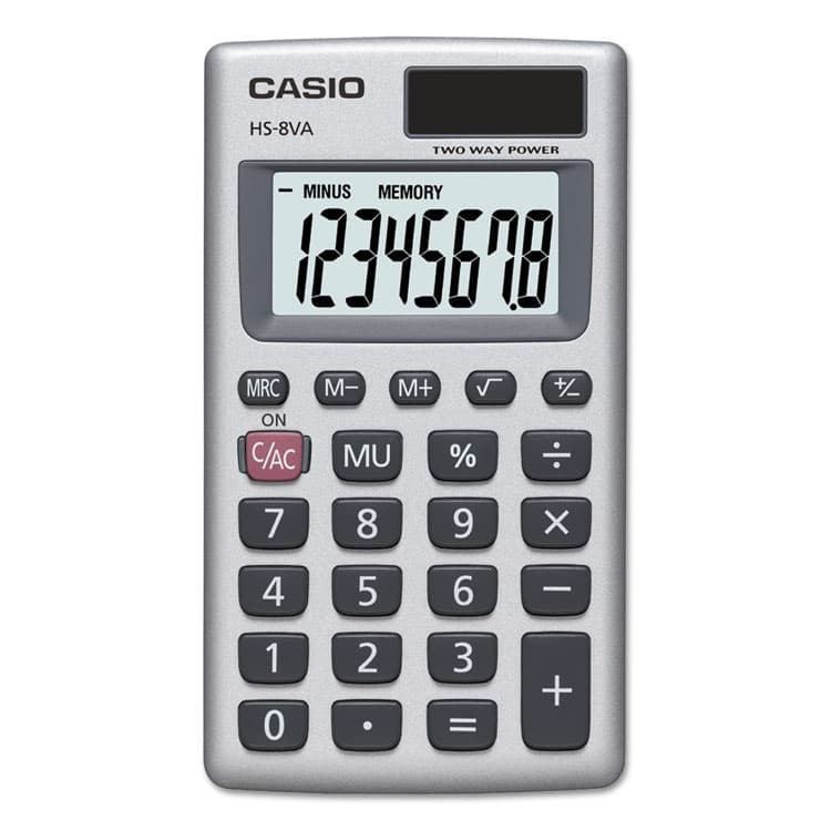 CASIO, . HS-8VA Handheld Calculator, 8-Digit LCD, Silver (CSOHS8VA)
