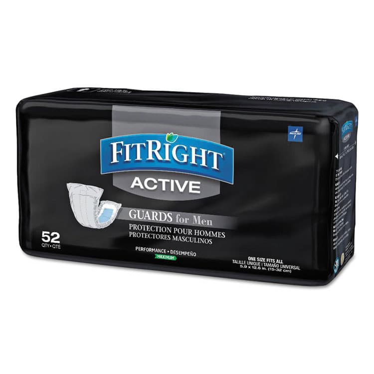 MEDLINE INDUSTRIES, . FitRight Active Male Guards, 6 x 11, White, 52/Pack, 4 Pack/Carton (MIIMSCMG02CT)
