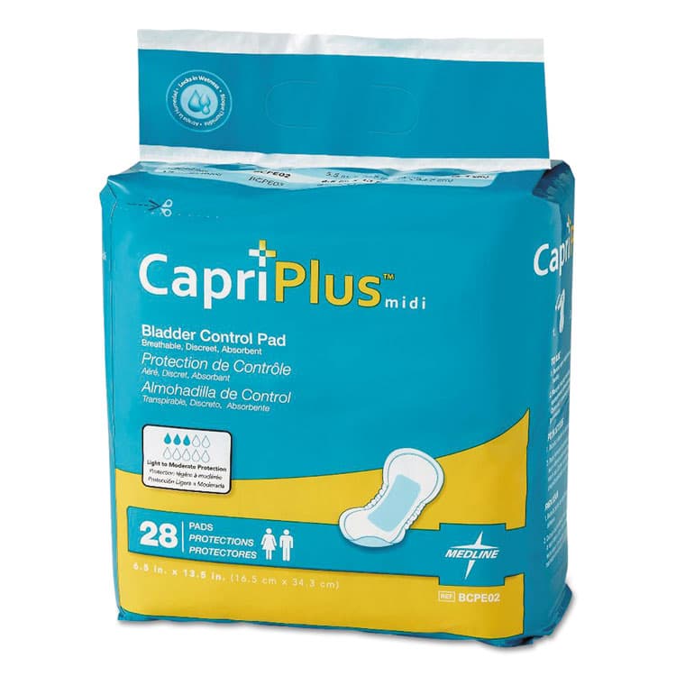 MEDLINE INDUSTRIES, . Capri Plus Bladder Control Pads, Extra Plus, 6.5 x 13.5, 28/Pack, 6/Carton (MIIBCPE02CT)