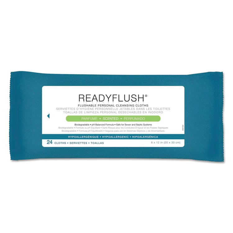 MEDLINE INDUSTRIES, . ReadyFlush Biodegradable Flushable Wipes, 1-Ply, 8 x 12, White, 24/Pack, 24 Packs/Carton (MIIMSC263810CT)