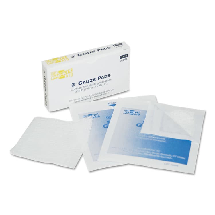 FIRST AID ONLY, . Gauze Pads, Sterile, 3 x 3, 4/Box (FAO3001)