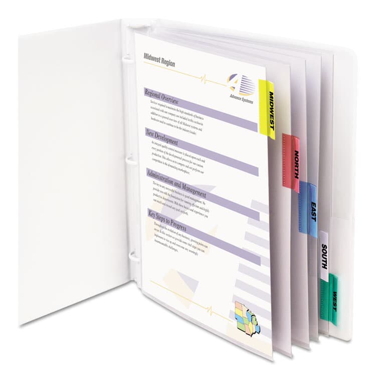 C-LINE PRODUCTS, Sheet Protectors with Five Assorted Index Tabs, Heavy-Duty, Side: 3-Hole Punched, Top Load 8.5 x 11 Insert, Clear, 5/Set (CLI05550)