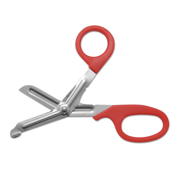 ACME UNITED CORPORATION Stainless Steel Office Snips, 7" Long, 1.75" Cut Length, Crane-Style Red Handle (ACM10098)