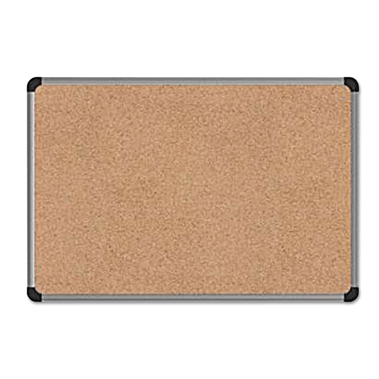 UNIVERSAL OFFICE PRODUCTS Cork Board with Aluminum Frame, 36" x 24", Tan Surface, Satin Aluminum Frame (UNV43713) thumbnail 2