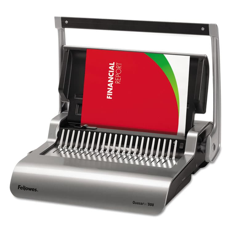 FELLOWES MFG. CO. Quasar 500 Manual Comb Binding System, 500 Sheets, 18.13 x 15.38 x 5.13, Metallic Gray (FEL5227201)