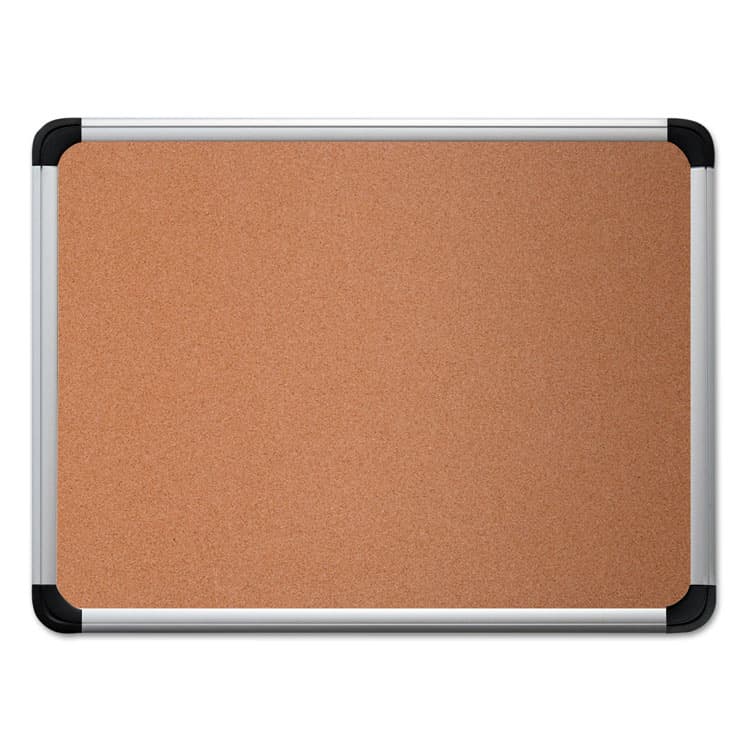 UNIVERSAL OFFICE PRODUCTS Cork Board with Aluminum Frame, 36" x 24", Tan Surface, Satin Aluminum Frame (UNV43713)