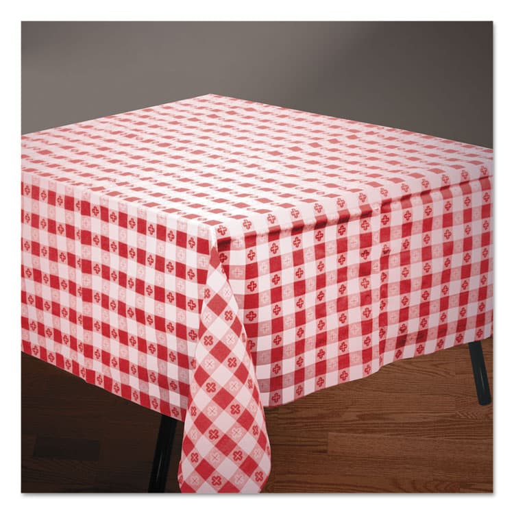 HOFFMASTER Tissue/Poly Tablecovers, 54" x 108", Red Gingham (HFM220670)