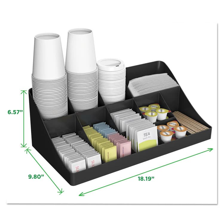 EMS MIND READER LLC 11-Compartment Coffee Condiment Organizer, 18.25 x 6.63 x 9.78, Black (EMSCOMORGBLK) thumbnail 2