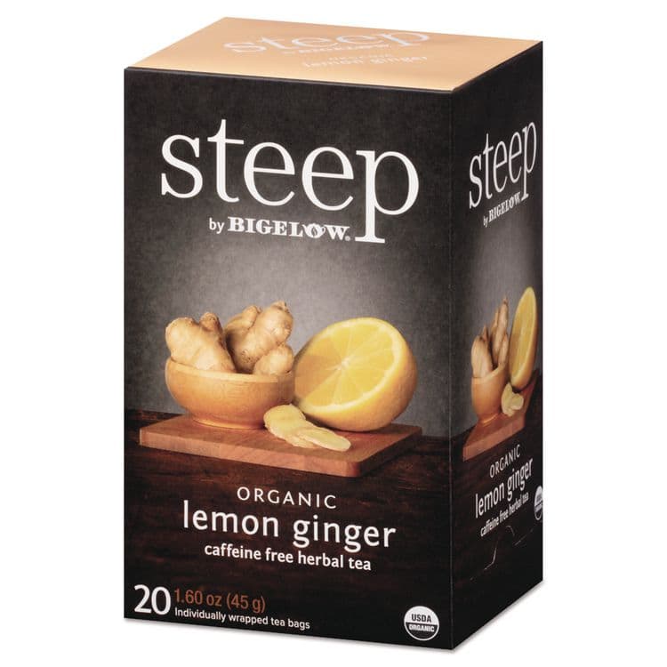 BIGELOW TEA CO. steep Tea, Lemon Ginger, 1.6 oz Tea Bag, 20/Box (BTC17704)