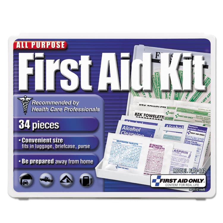 FIRST AID ONLY, . All-Purpose First Aid Kit, 34 Pieces, Plastic Case (FAO112)