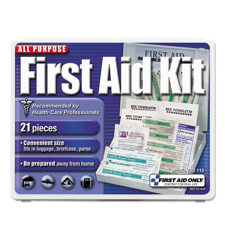 FIRST AID ONLY, . All-Purpose First Aid Kit, 21 Pieces, Plastic Case (FAO110)