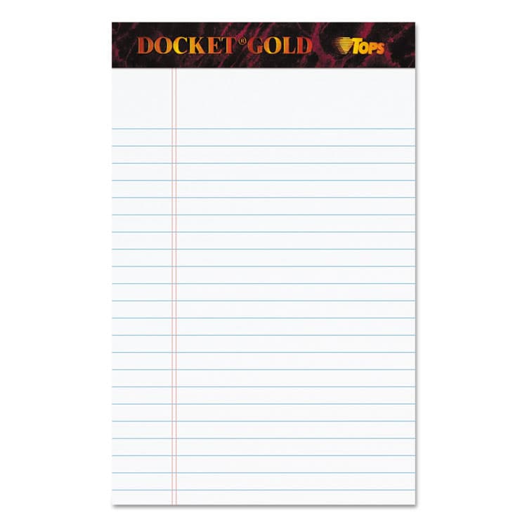 TOPS BUSINESS FORMS Docket Gold Ruled Perforated Pads, Narrow Rule, (50) White 5 x 8 Sheets, 12/Pack (TOP63910)