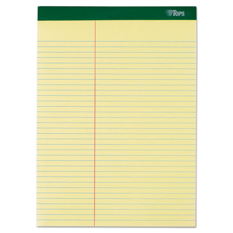TOPS BUSINESS FORMS Double Docket Ruled Pads, Pitman Rule Variation (Offset Dividing Line - 3" Left), (100) Canary Yellow 8.5 x 11 Sheets, 6/Pack (TOP63396)