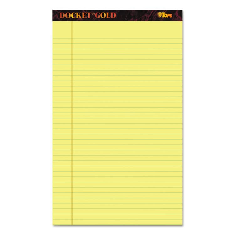 TOPS BUSINESS FORMS Docket Gold Ruled Perforated Pads, Wide/Legal Rule, (50) Canary Yellow 8.5 x 14 Sheets, 12/Pack (TOP63980)