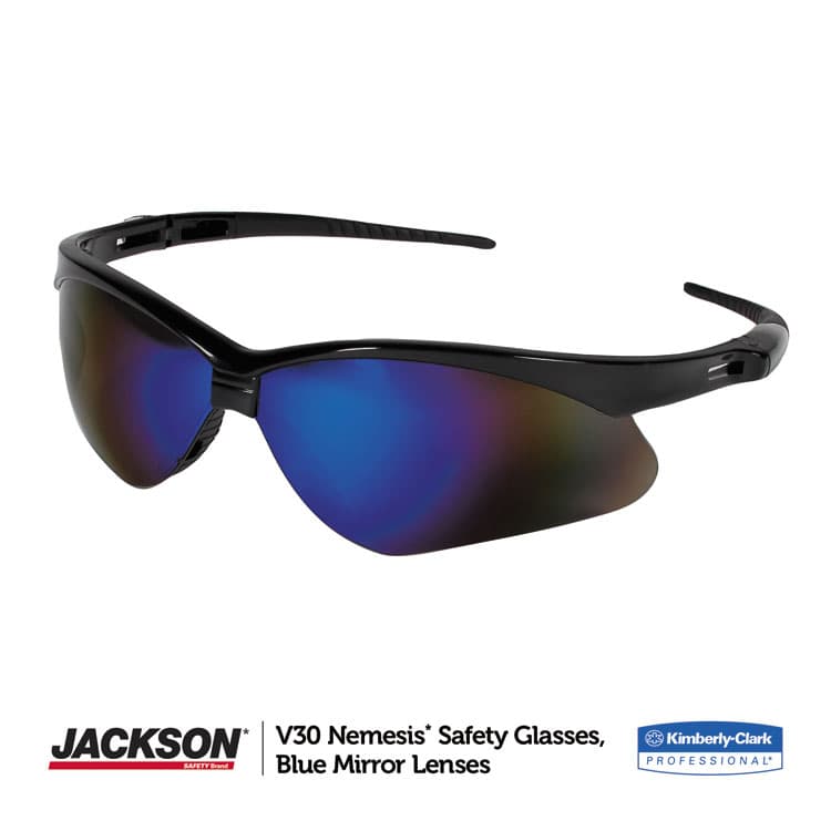 KIMBERLY-CLARK PROFESSIONAL Nemesis Safety Glasses, Black Half Frame, Mirrored Blue Dual Lens (ANS14481) thumbnail 2