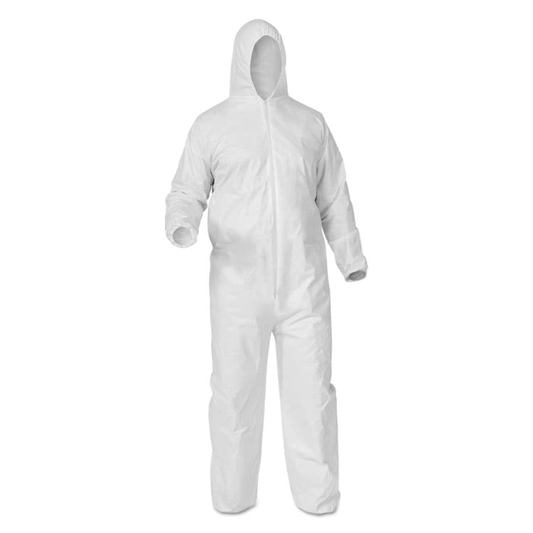 KIMBERLY-CLARK PROFESSIONAL A35 Liquid and Particle Protection Coveralls, Zipper Front, Hooded, Elastic Wrists and Ankles, X-Large, White, 25/Carton (ANS38939)