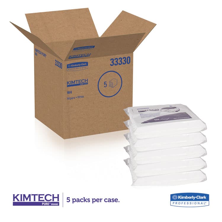 KIMBERLY CLARK W4 Critical Task Wipers, Flat Double Bag, 12 x 12, Unscented, White, 100/Bag, 5 Bags/Carton (KCC33330) thumbnail 2