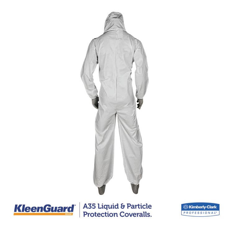 KIMBERLY-CLARK PROFESSIONAL A35 Liquid and Particle Protection Coveralls, Zipper Front, Hooded, Elastic Wrists and Ankles, 2X-Large, White, 25/Carton (ANS38941) thumbnail 2