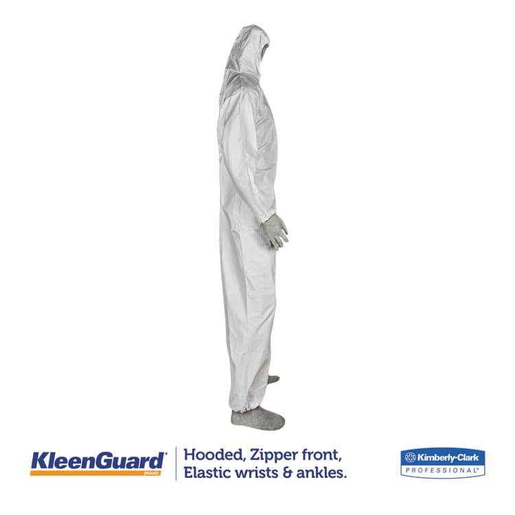 KIMBERLY-CLARK PROFESSIONAL A35 Liquid and Particle Protection Coveralls, Zipper Front, Hooded, Elastic Wrists and Ankles, X-Large, White, 25/Carton (ANS38939) thumbnail 3