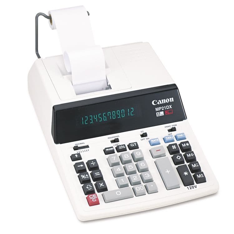 CANON USA, . MP21DX 12-Digit Ribbon Printing Calculator, Black/Red Print, 3.5 Lines/Sec (CNMMP21DX)