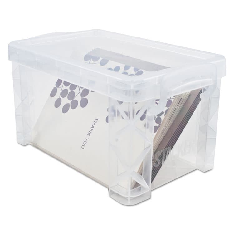 ADVANTUS CORPORATION Super Stacker Storage Boxes, Holds 500 4 x 6 Cards, 7.25 x 5 x 4.75, Plastic, Clear (AVT40305) thumbnail 3