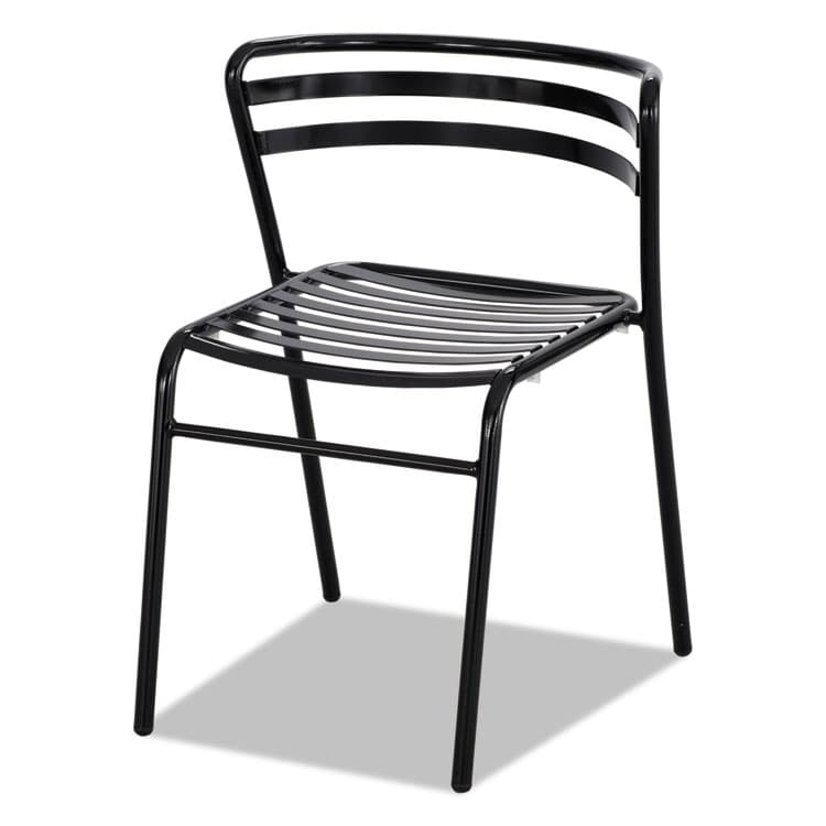 SAFCO PRODUCTS CoGo Steel Outdoor/Indoor Stacking Chair, Supports Up to 250 lb, 17" Seat Height, Black Seat, Black Back, Black Base,2/Carton (SAF4360BL)