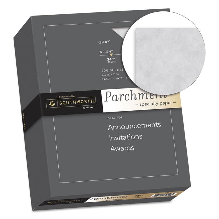 SOUTHWORTH CO. Parchment Specialty Paper, 24 lb Bond Weight, 8.5 x 11, Gray, 500/Ream (SOU974C) thumbnail 2