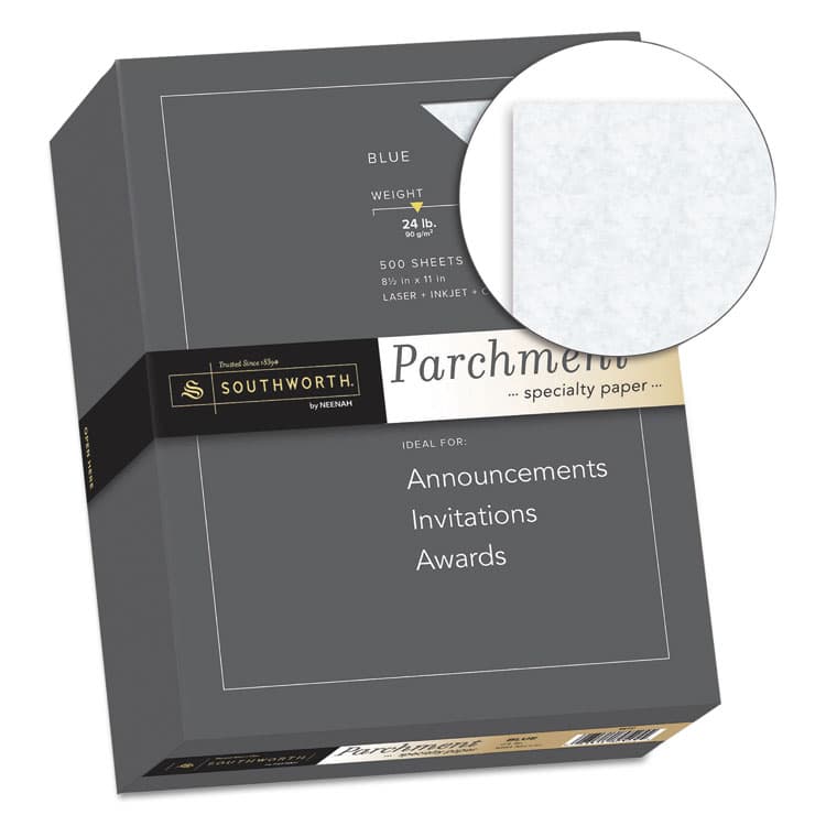 SOUTHWORTH CO. Parchment Specialty Paper, 24 lb Bond Weight, 8.5 x 11, Blue, 500/Ream (SOU964C) thumbnail 2