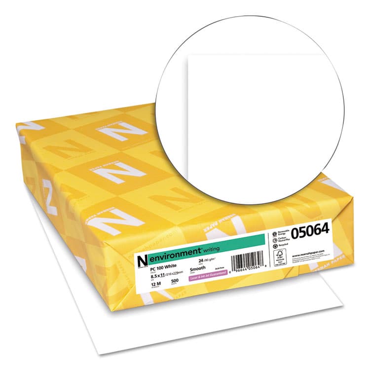NEENAH PAPER ENVIRONMENT Stationery Paper, 95 Bright, 24 lb Bond Weight, 8.5 x 11, White, 500/Ream (NEE05064) thumbnail 2