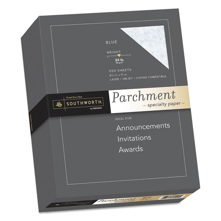 SOUTHWORTH CO. Parchment Specialty Paper, 24 lb Bond Weight, 8.5 x 11, Blue, 500/Ream (SOU964C)