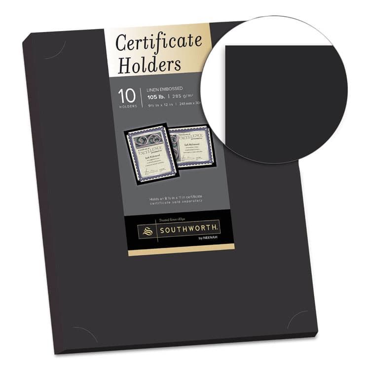 SOUTHWORTH CO. Certificate Holder, Black, 105lb Linen Stock, 12 x 9.5, 10/Pack (SOUPF18) thumbnail 2