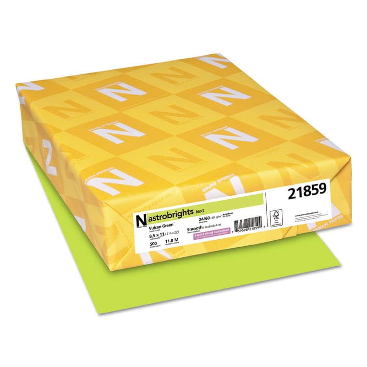 NEENAH PAPER Color Paper, 24 lb Bond Weight, 8.5 x 11, Vulcan Green, 500/Ream (WAU21859)