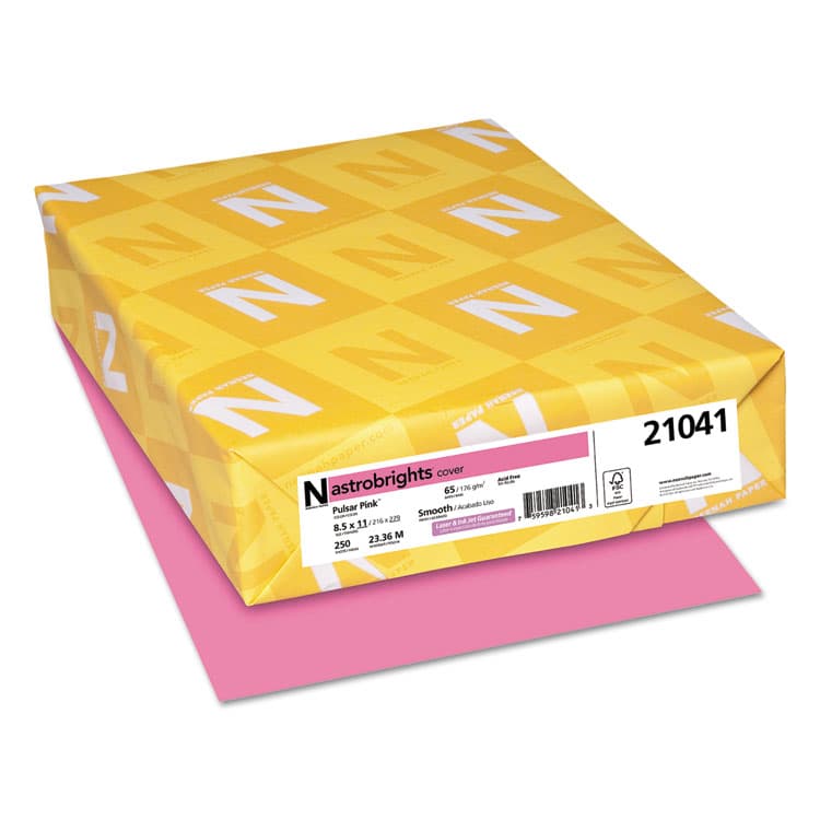 NEENAH PAPER Color Cardstock, 65 lb Cover Weight, 8.5 x 11, Pulsar Pink, 250/Pack (WAU21041)
