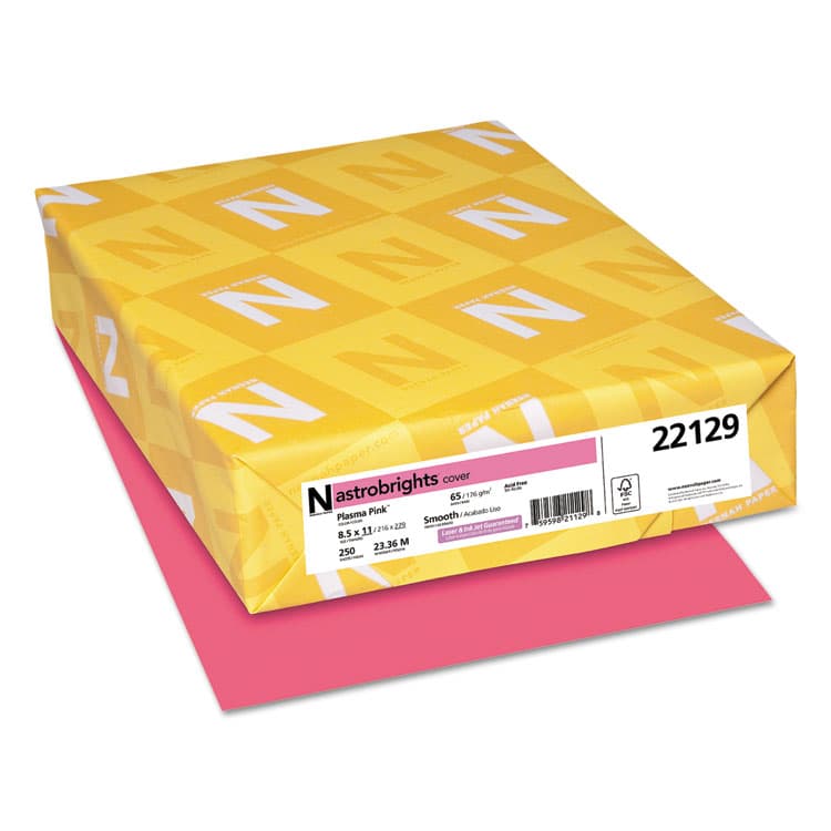 NEENAH PAPER Color Cardstock, 65 lb Cover Weight, 8.5 x 11, Plasma Pink, 250/Pack (WAU22129)