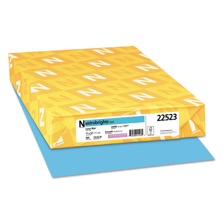 NEENAH PAPER Color Paper, 24 lb Bond Weight, 11 x 17, Lunar Blue, 500/Ream (WAU22523)