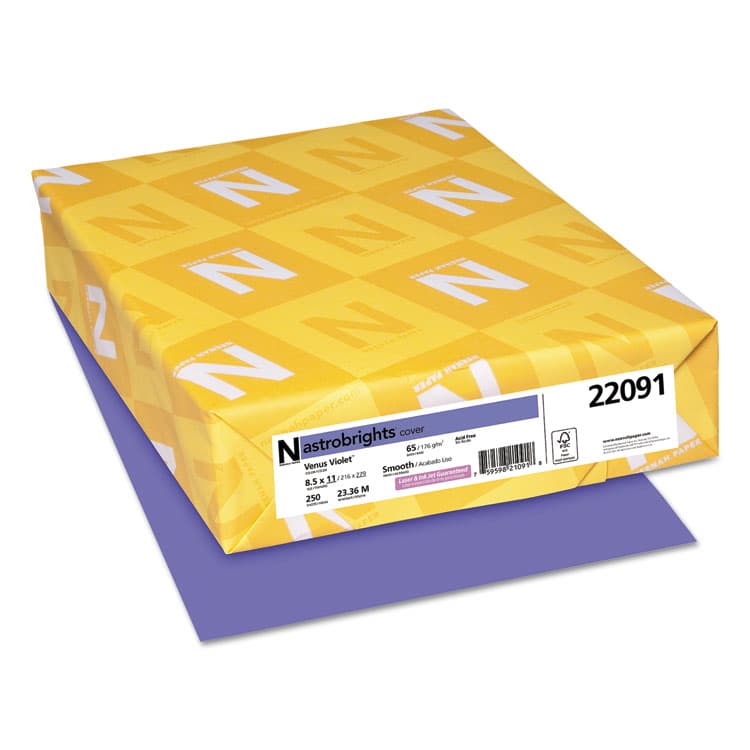 NEENAH PAPER Color Cardstock, 65 lb Cover Weight, 8.5 x 11, Venus Violet, 250/Pack (WAU22091)