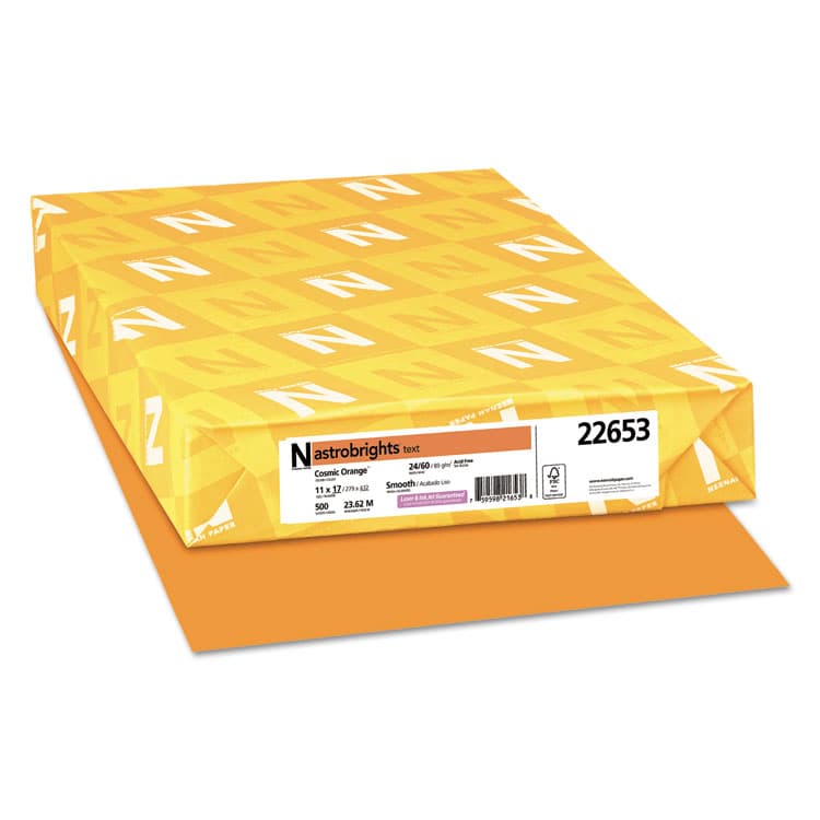 NEENAH PAPER Color Paper, 24 lb Bond Weight, 11 x 17, Cosmic Orange, 500/Ream (WAU22653)