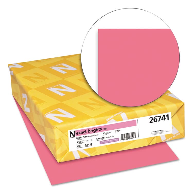 NEENAH PAPER Exact Brights Paper, 20 lb Bond Weight, 8.5 x 11, Bright Pink, 500/Ream (WAU26741) thumbnail 2
