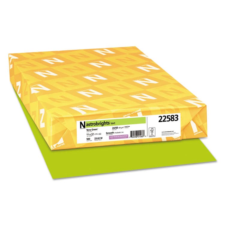 NEENAH PAPER Color Paper, 24 lb Bond Weight, 11 x 17, Terra Green, 500/Ream (WAU22583)
