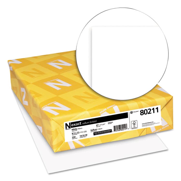 NEENAH PAPER Exact Vellum Bristol Cover Stock, 94 Bright, 67-lb Bristol Weight, 8.5 x 11, White, 250/Pack (WAU80211) thumbnail 2