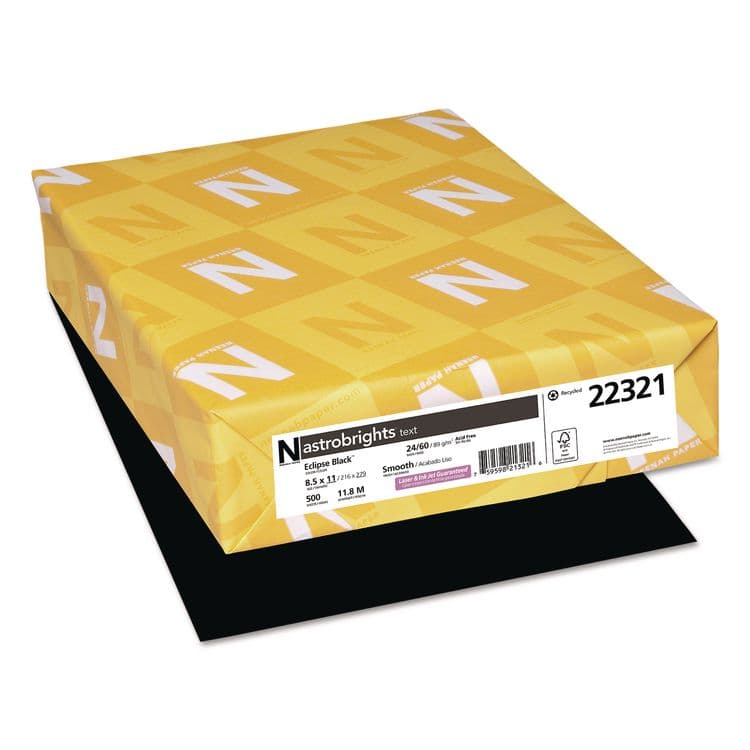 NEENAH PAPER Color Paper, 24 lb Bond Weight, 8.5 x 11, Eclipse Black, 500/Ream (WAU22321)