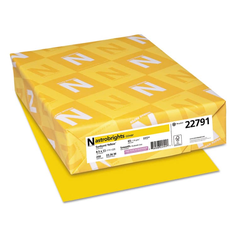NEENAH PAPER Color Cardstock, 65 lb Cover Weight, 8.5 x 11, Sunburst Yellow, 250/Pack (WAU22791)