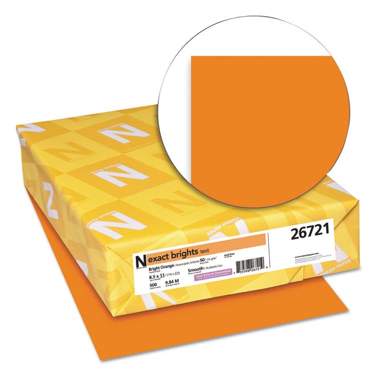 NEENAH PAPER Exact Brights Paper, 20 lb Bond Weight, 8.5 x 11, Bright Orange, 500/Ream (WAU26721) thumbnail 2