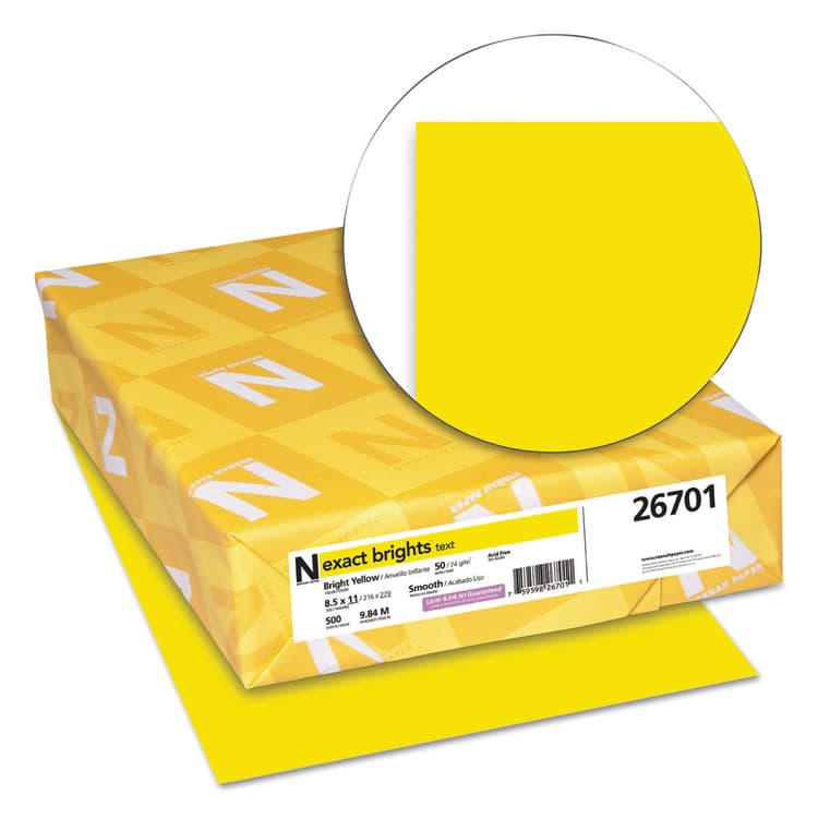 NEENAH PAPER Exact Brights Paper, 20 lb Bond Weight, 8.5 x 11, Bright Yellow, 500/Ream (WAU26701) thumbnail 2