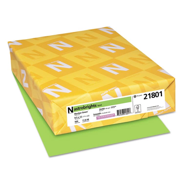NEENAH PAPER Color Paper, 24 lb Bond Weight, 8.5 x 11, Martian Green, 500/Ream (WAU21801)
