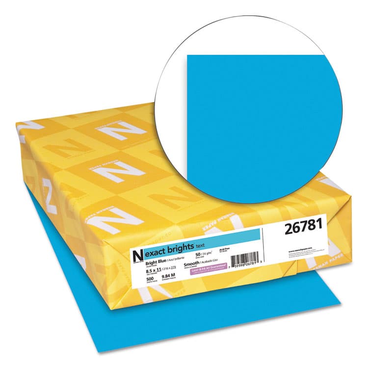 NEENAH PAPER Exact Brights Paper, 20 lb Bond Weight, 8.5 x 11, Bright Blue, 500/Ream (WAU26781) thumbnail 2