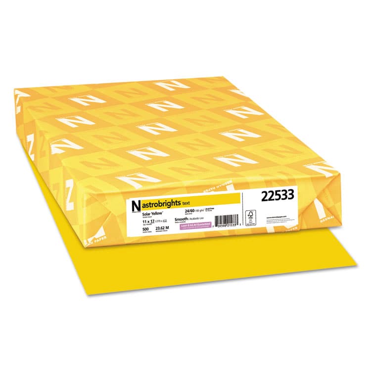 NEENAH PAPER Color Paper, 24 lb Bond Weight, 11 x 17, Solar Yellow, 500/Ream (WAU22533)