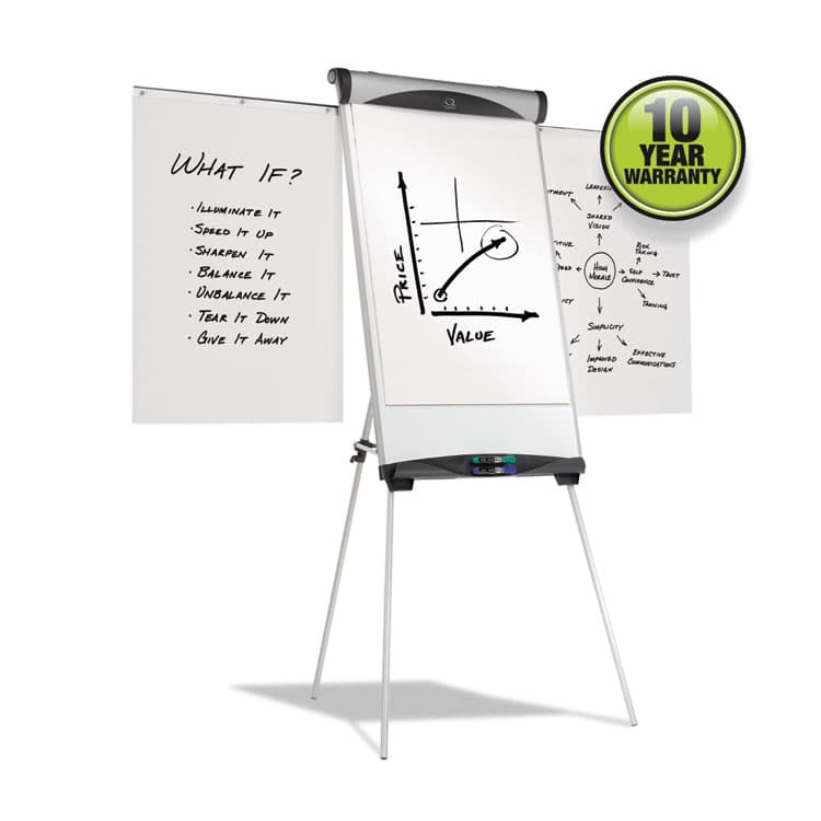 QUARTET MFG. Euro Magnetic Presentation Easel, 27" x 39", White Surface, Satin Aluminum Frame (QRTEU500E)