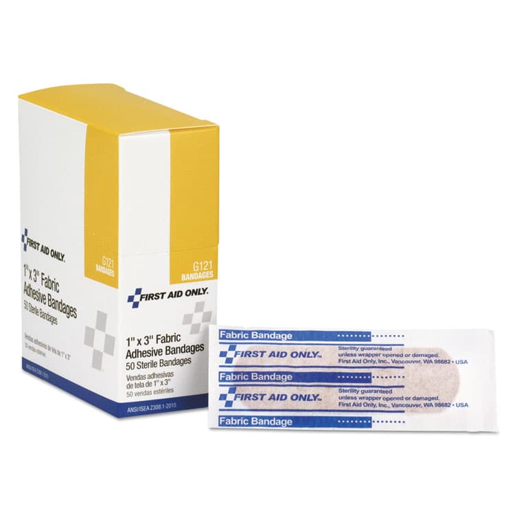 FIRST AID ONLY, . Fabric Bandages, 1 x 3, 50/Box (FAOG121)